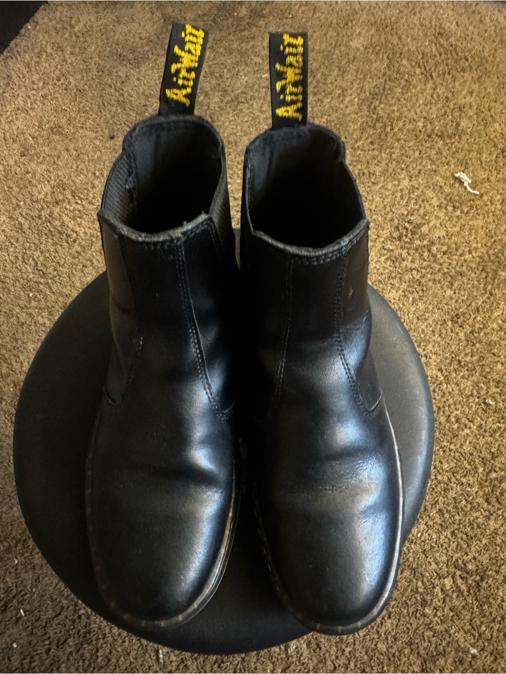 Dr. Martens Black Leather Chukka Boots with Yellow Heel Loops